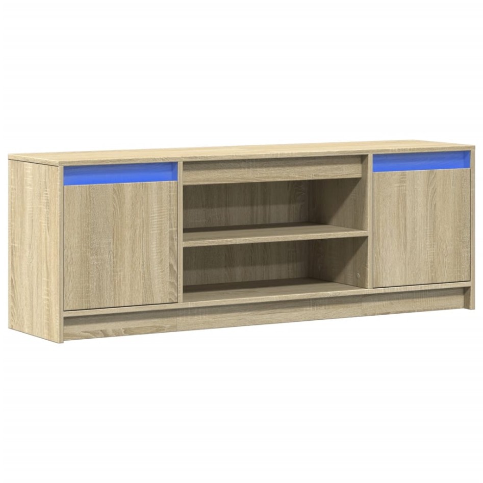 Mueble de TV LED madera ingeniería roble Sonoma 139,5x34x50