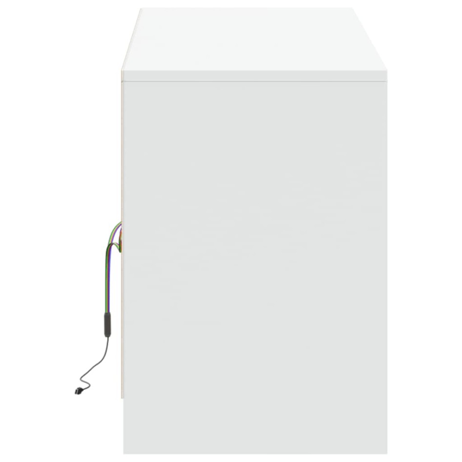 Mueble de TV con LED madera de ingeniería blanco 139,5x34x50