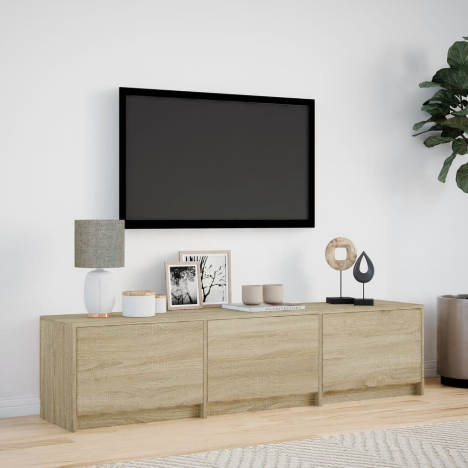 Mueble de TV LED madera de ingeniería roble Sonoma 165x34x40