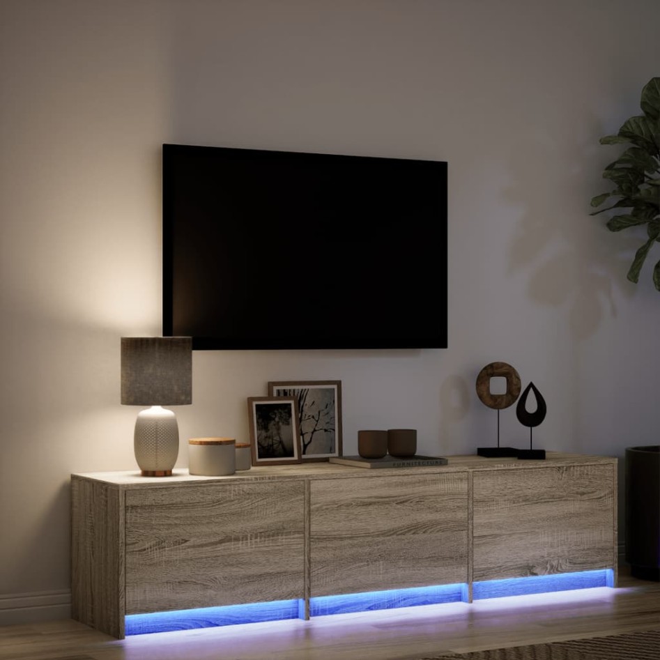 Mueble de TV LED madera de ingeniería roble Sonoma 165x34x40