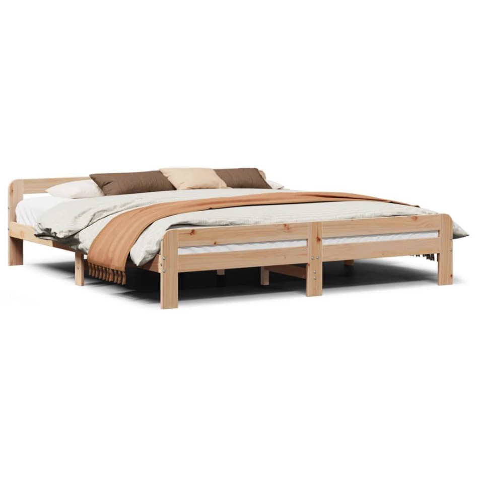 Estructura de cama sin colchón madera maciza de pino 200x200