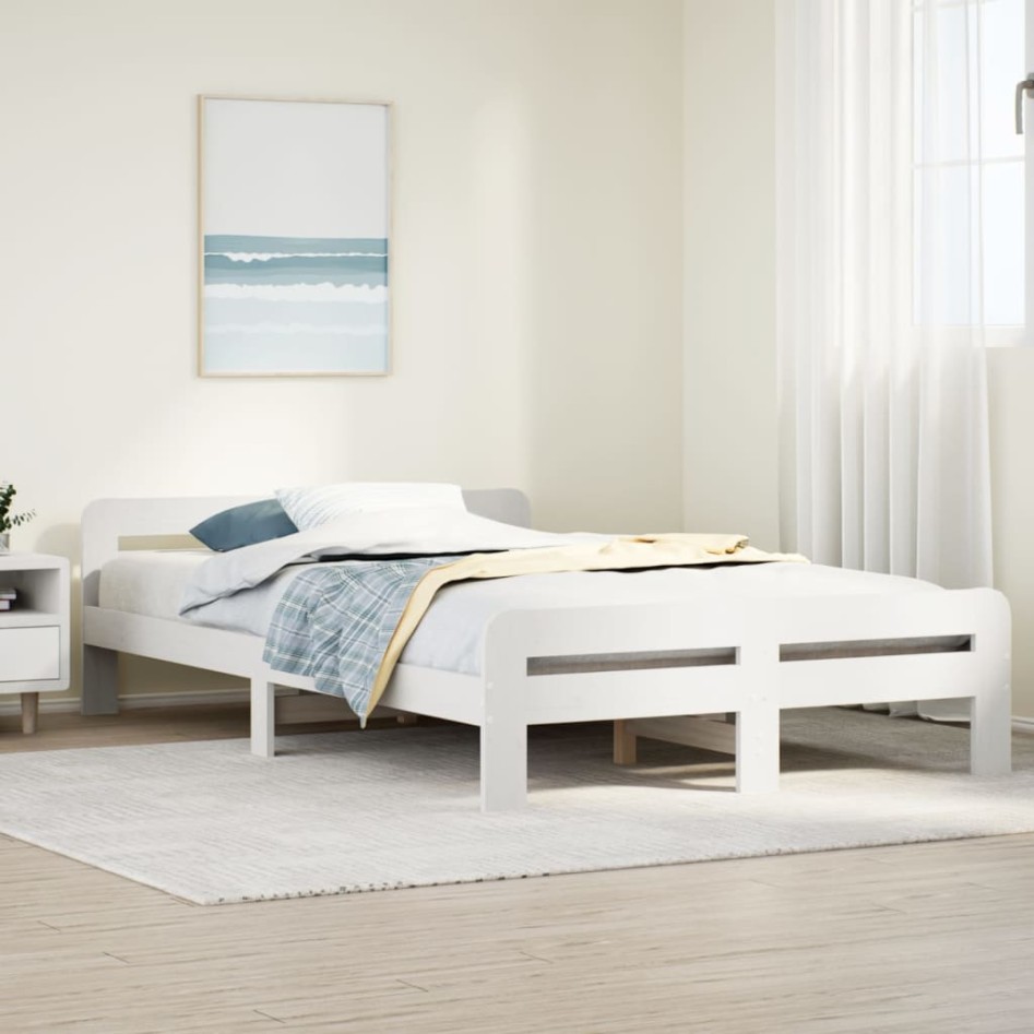 Estructura de cama sin colchón madera de pino blanca 120x200