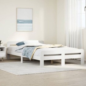 Estructura de cama sin colchón madera de pino blanco 135x190