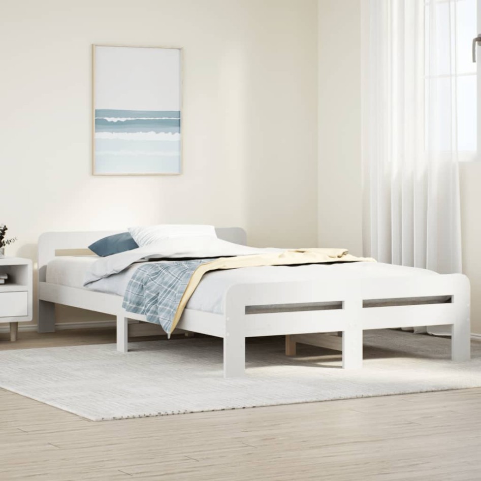 Estructura de cama sin colchón madera de pino blanco 135x190