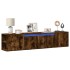 Mueble de TV de pared con luz LED roble ahumado 180x31x39,5