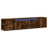 Mueble de TV de pared con luz LED roble ahumado 180x31x39,5
