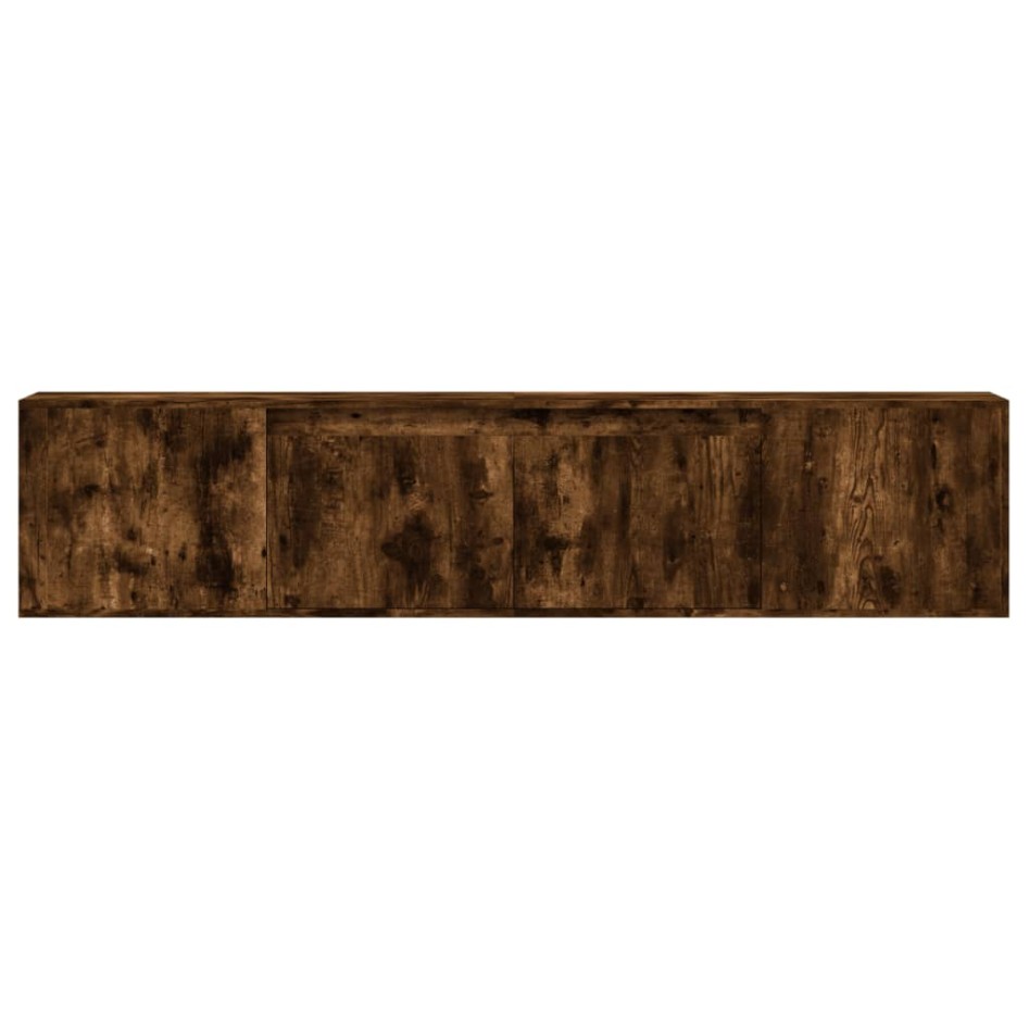 Mueble de TV de pared con luz LED roble ahumado 180x31x39,5