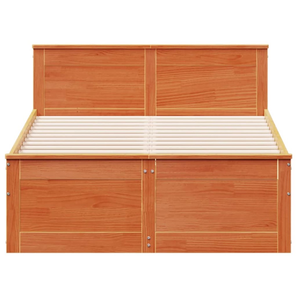 Cama con cabecero sin colchón madera maciza marrón 120x200