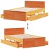 Cama con cabecero sin colchón madera maciza marrón 120x200