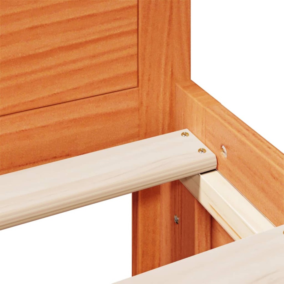 Cama con cabecero sin colchón madera maciza marrón 120x200