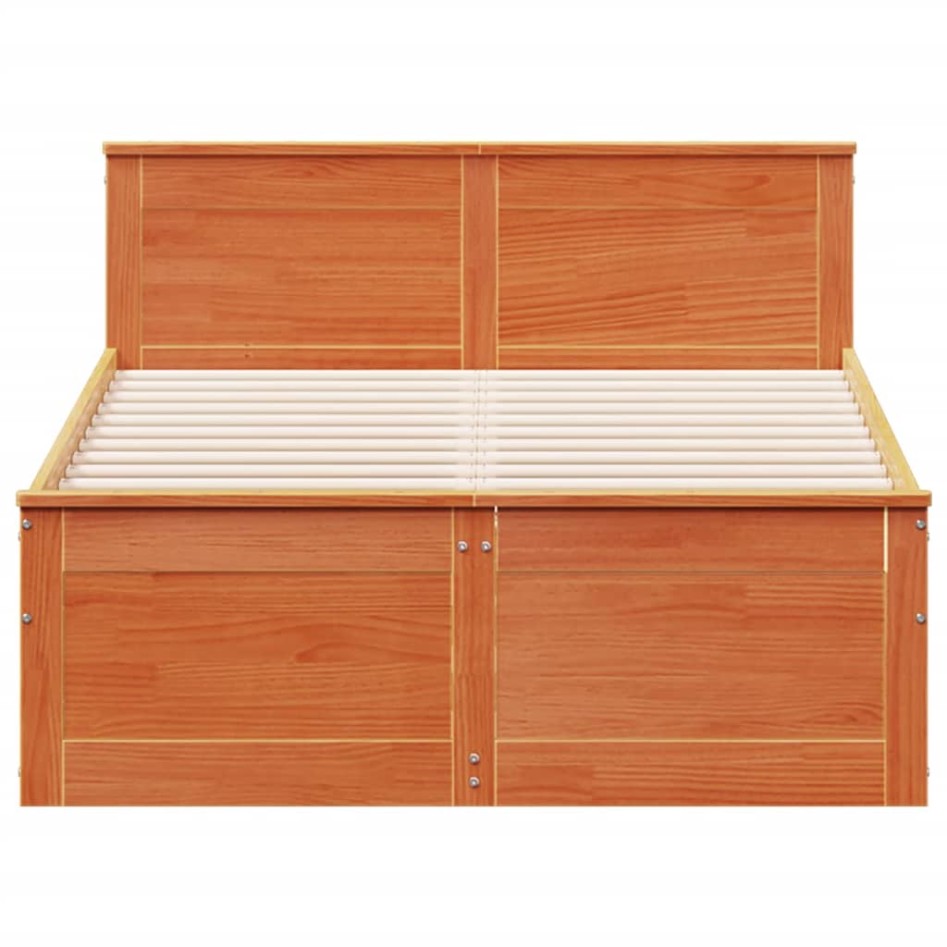 Cama con cabecero sin colchón madera maciza marrón 120x190