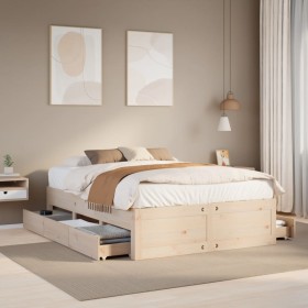 Cama con cajones sin colchón madera maciza de pino 160x200