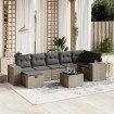 Set de sofás de jardín 8 pzas y cojines ratán sintético gris