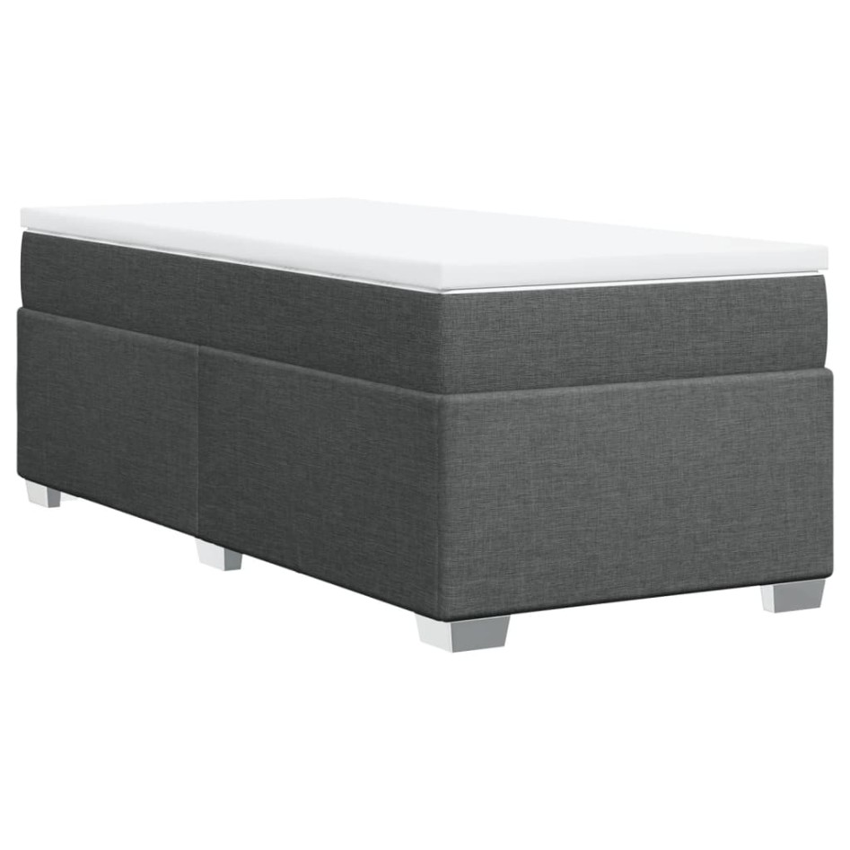 Cama box spring con colchón tela gris oscuro 90x190
