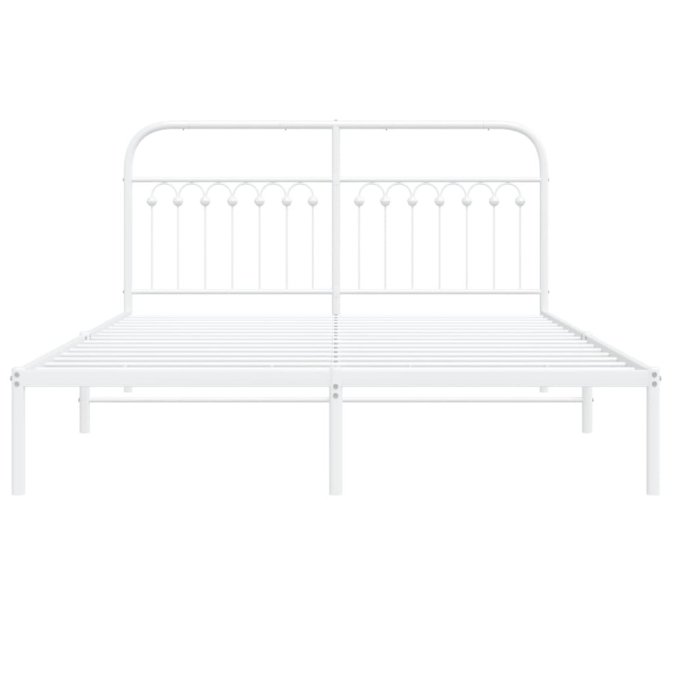 Estructura cama sin colchón con cabecero metal blanco