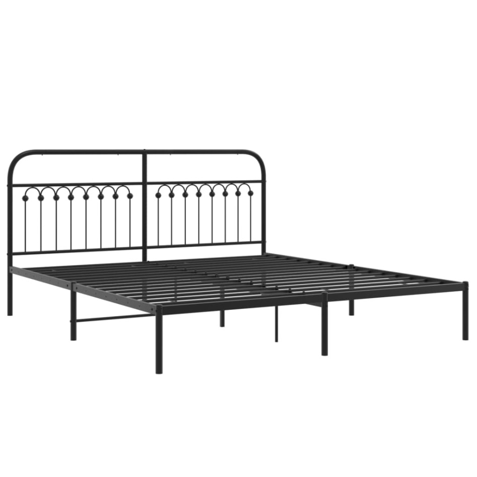 Estructura cama sin colchón con cabecero metal negro 183x203