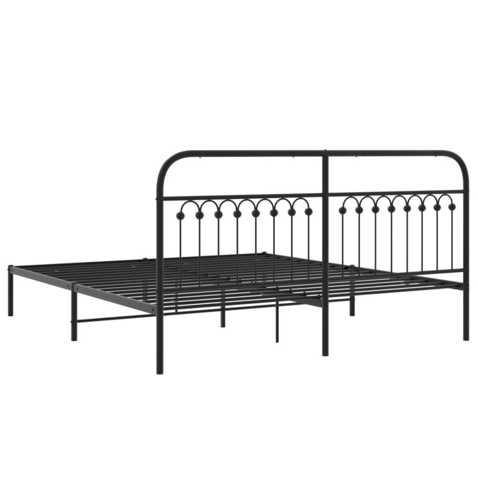 Estructura cama sin colchón con cabecero metal negro 183x203