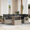 Set de sofás de jardín 6 pzas y cojines ratán sintético gris