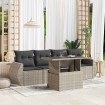 Set de sofás jardín y cojines 5 pzas ratán sintético gris claro