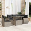 Set de sofás de jardín 6 pzas y cojines ratán sintético gris