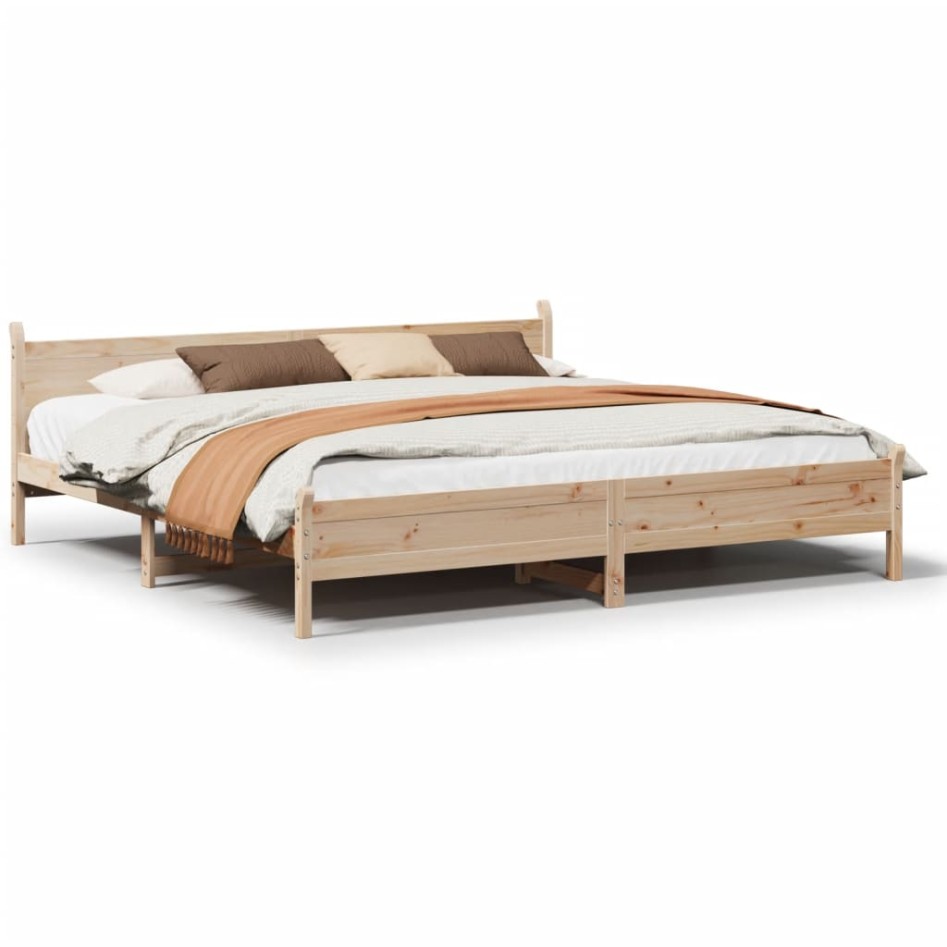 Estructura de cama sin colchón madera maciza de pino 200x200