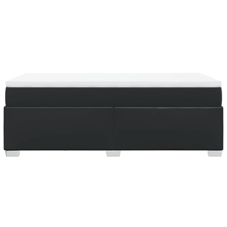 Cama box spring con colchón cuero sintético negro 90x190