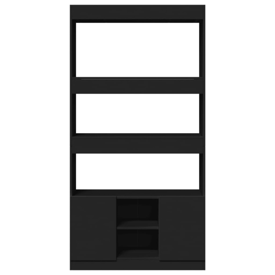 Aparador alto madera de ingeniería negro 92x33x180