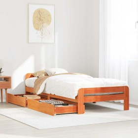 Estructura de cama sin colchón madera maciza marrón 75x190