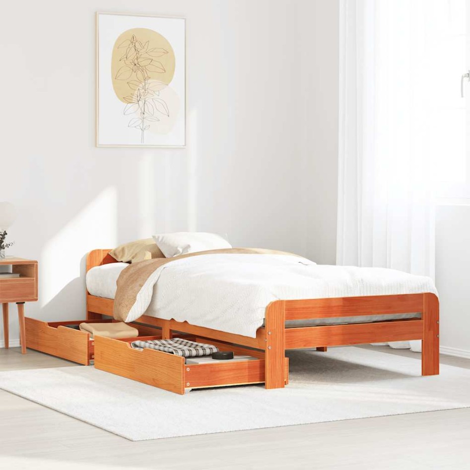 Estructura de cama sin colchón madera maciza marrón 75x190