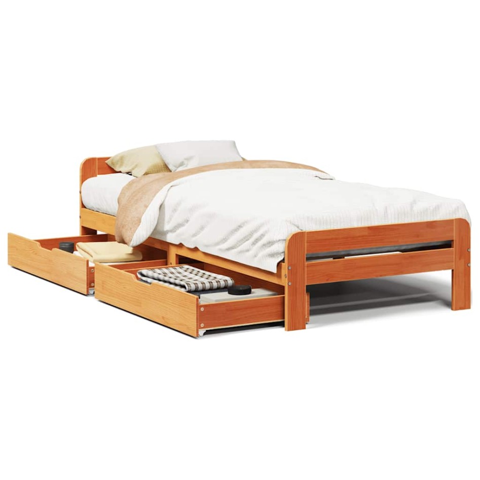 Estructura de cama sin colchón madera maciza marrón 75x190
