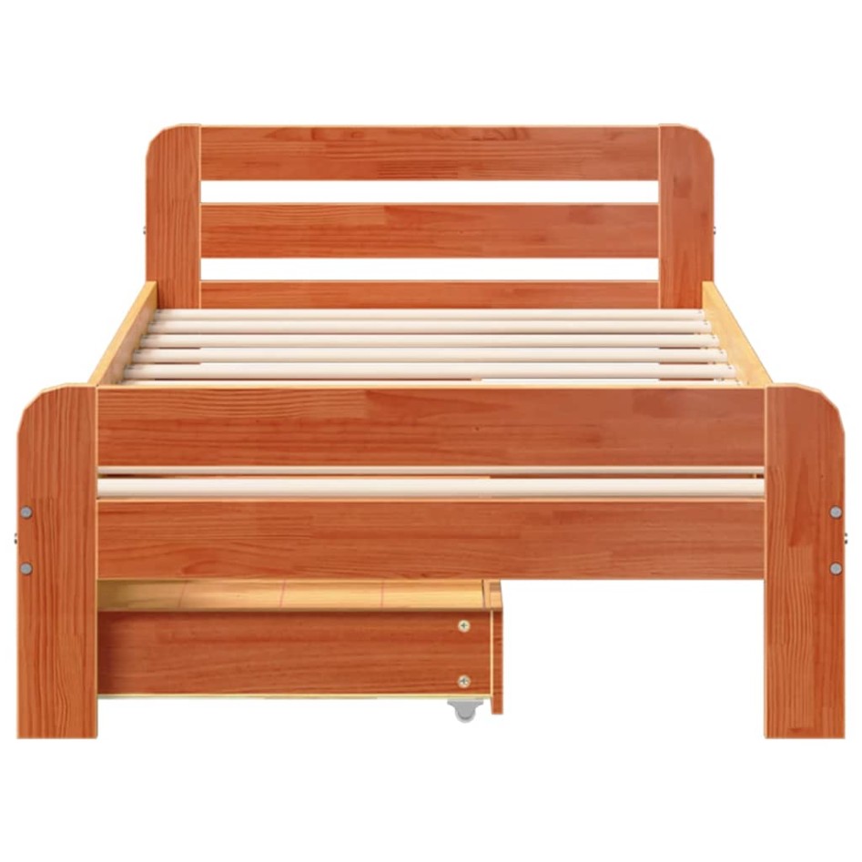 Estructura de cama sin colchón madera maciza marrón 75x190
