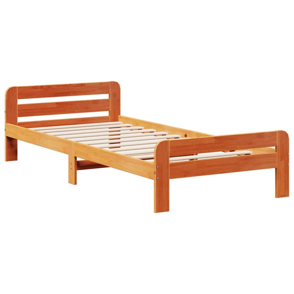 Estructura de cama sin colchón madera maciza marrón 75x190
