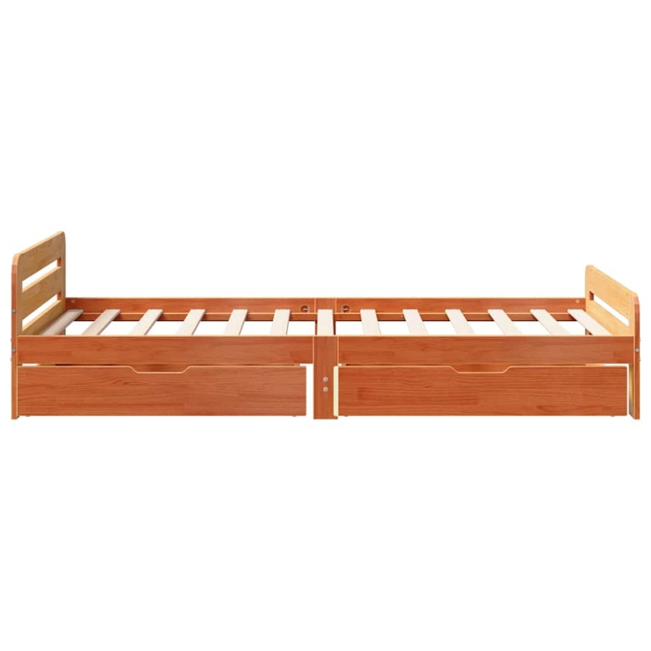 Estructura de cama sin colchón madera maciza marrón 75x190