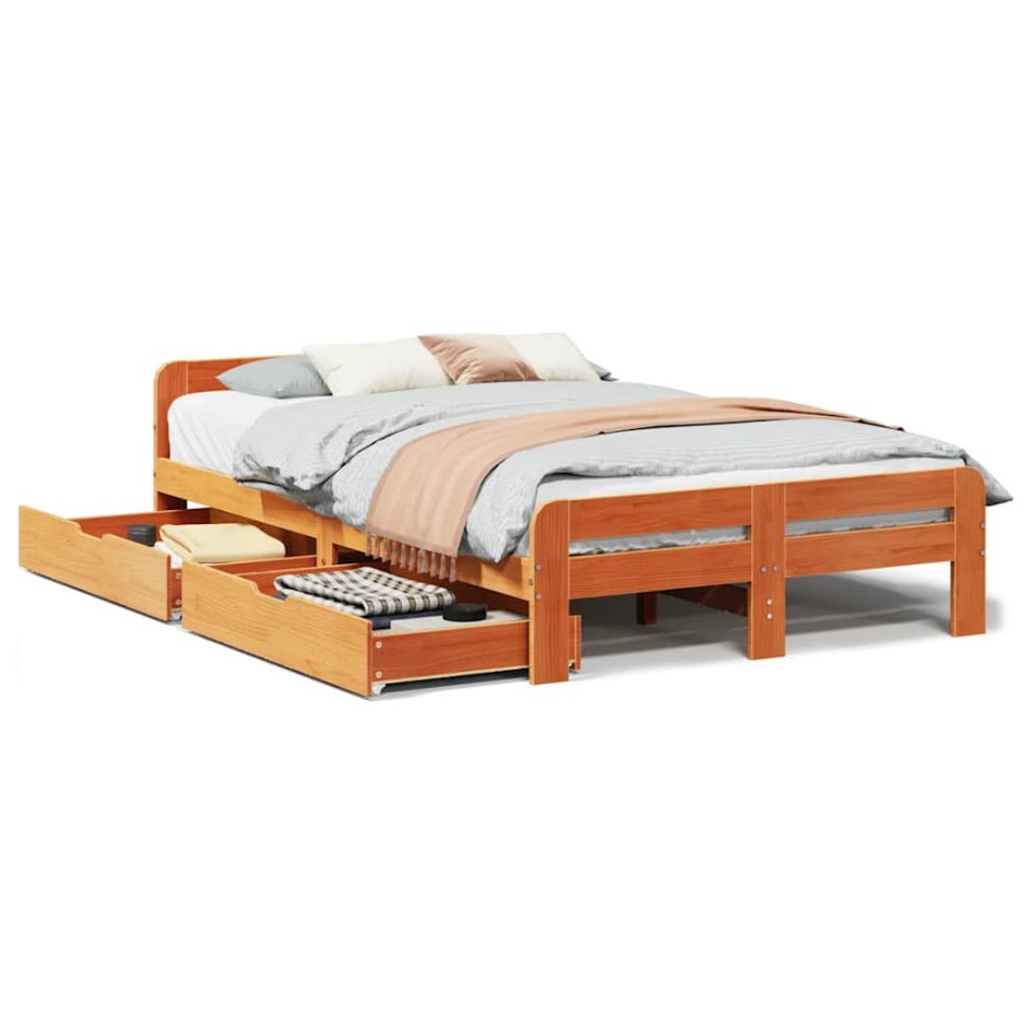 Estructura de cama sin colchón madera maciza marrón 120x190
