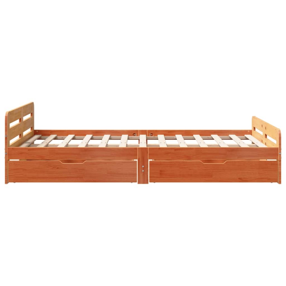 Estructura de cama sin colchón madera maciza marrón 120x190