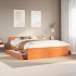 Cama sin colchón con cabecero madera de pino marrón 180x200