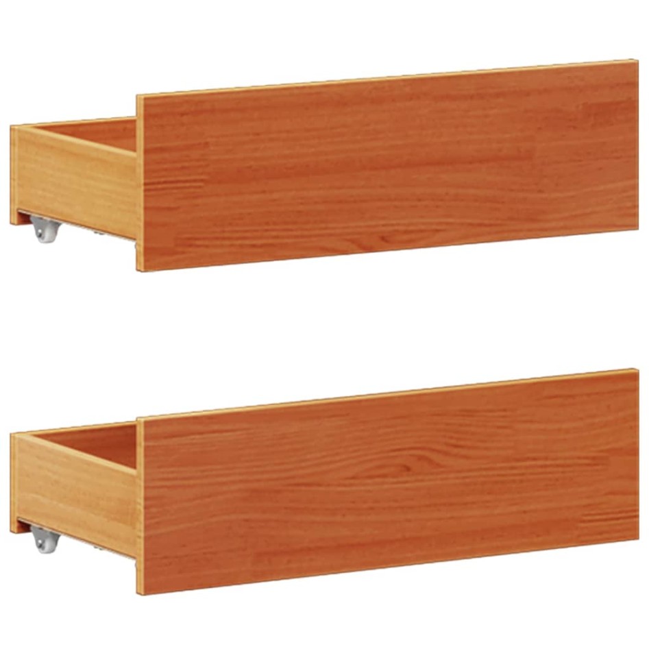 Cama sin colchón con cabecero madera de pino marrón 180x200