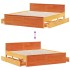 Cama sin colchón con cabecero madera de pino marrón 180x200