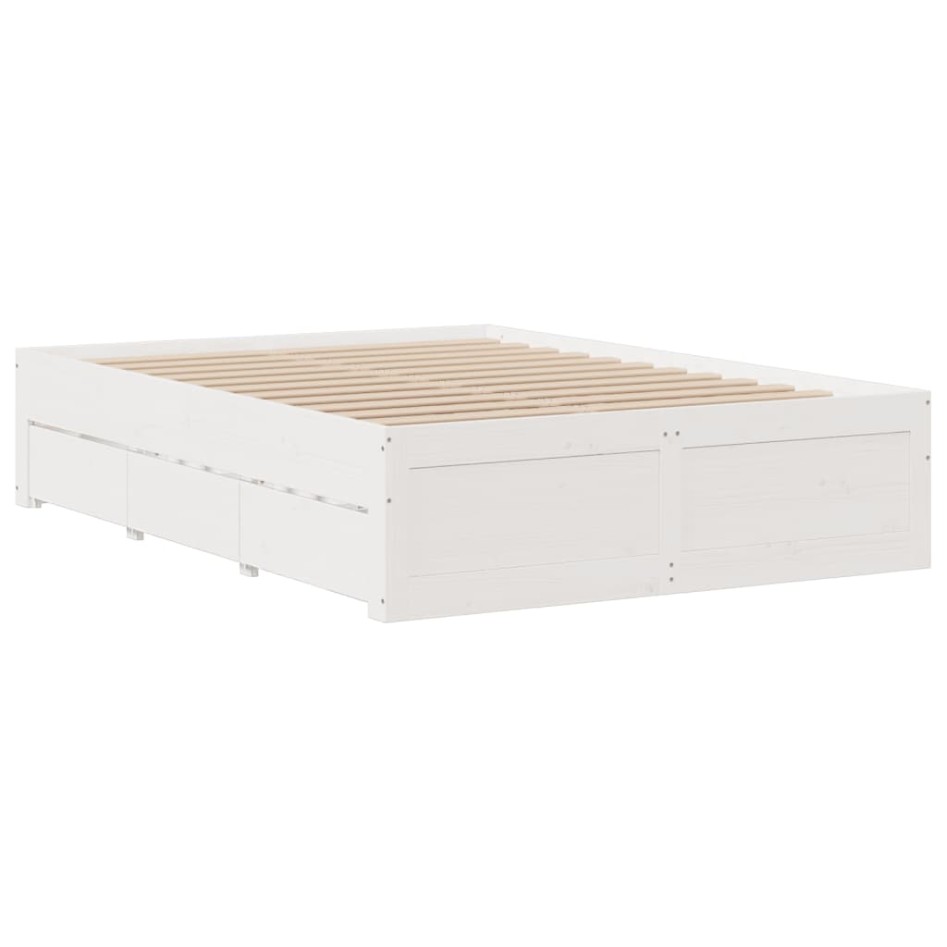 Cama sin colchón con cajones madera de pino blanco 140x190