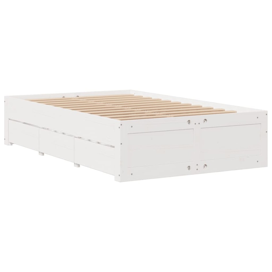 Cama sin colchón con cajones madera de pino blanco 135x190