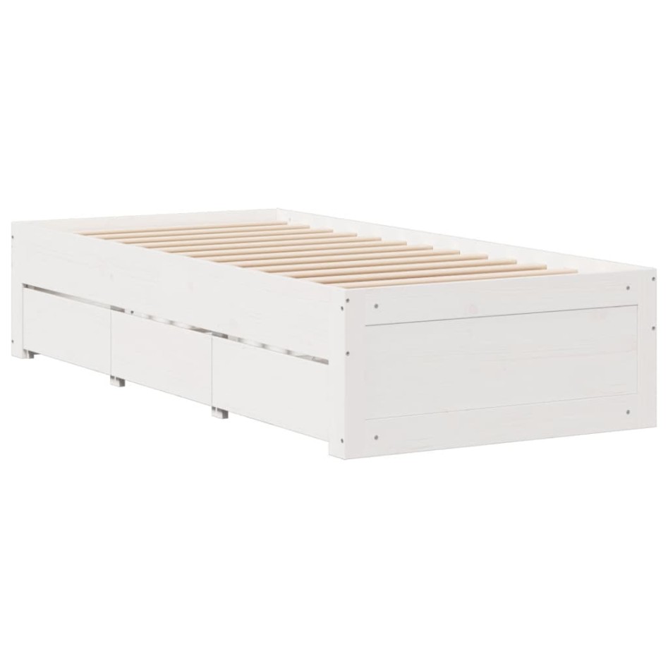 Cama sin colchón con cajones madera de pino blanco 75x190
