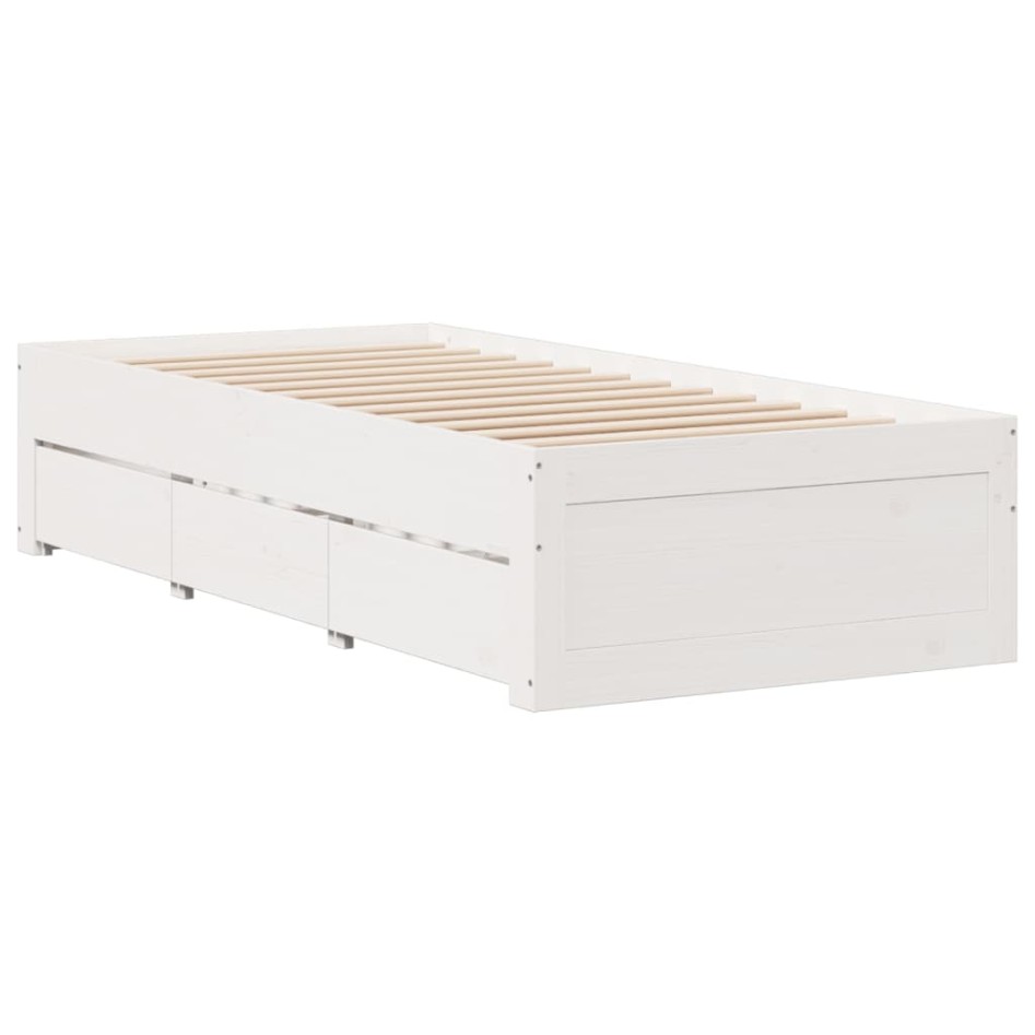 Cama sin colchón con cajones madera de pino blanco 75x190