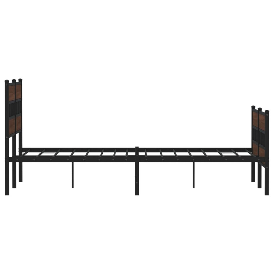 Estructura de cama sin colchón metal marrón roble 150x200