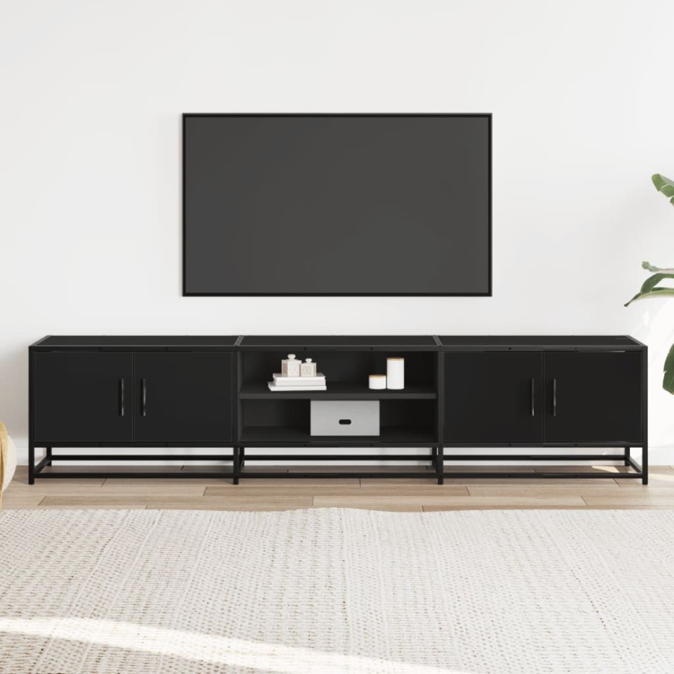 Mueble de TV madera de ingeniería negro 180x35x41