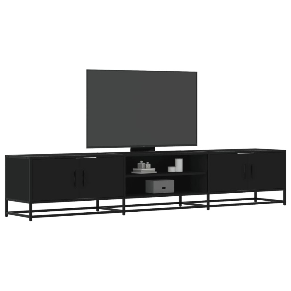 Mueble para TV madera de ingeniería negro 210x35x41