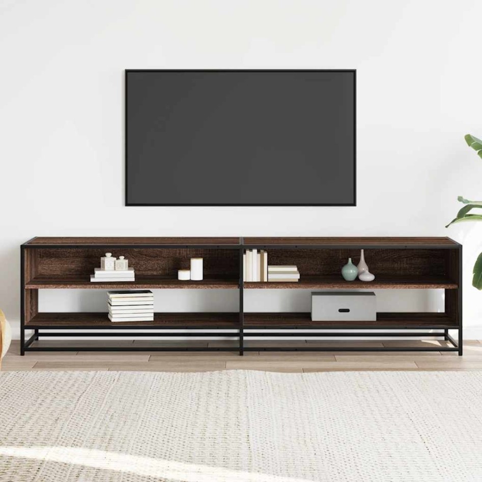 Mueble de TV madera de ingeniería marrón roble 180,5x40x46