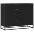 Aparador de madera de ingeniería negro 92x35x76