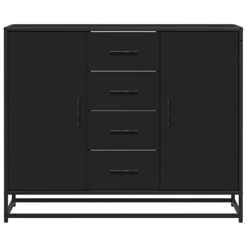 Aparador de madera de ingeniería negro 92x35x76