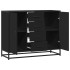 Aparador de madera de ingeniería negro 92x35x76