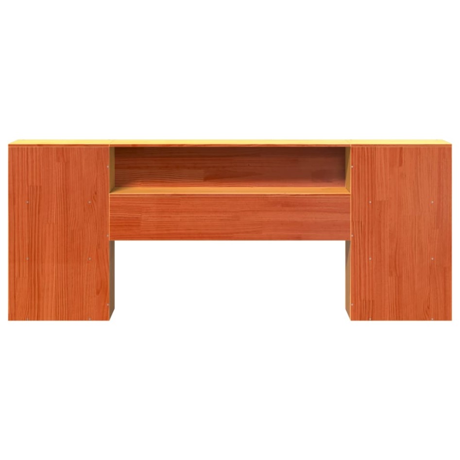 Cabecero de cama almacenaje madera maciza pino marrón 180